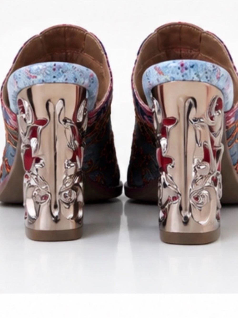 Spring Step Multicolor Embroidered Open-Back Mule with Patterned Heel - Picture 3 of 5